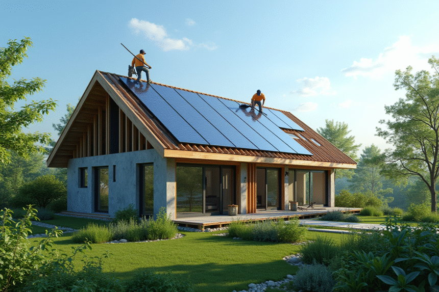 Construction d un batiment eco responsable avec panneaux solaires