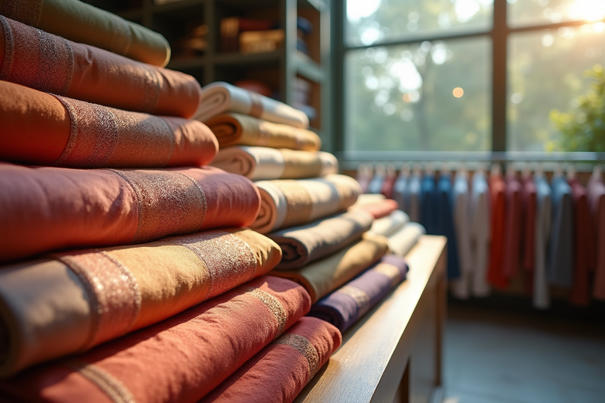 Echantillons de tissus élégants dans une boutique haut de gamme