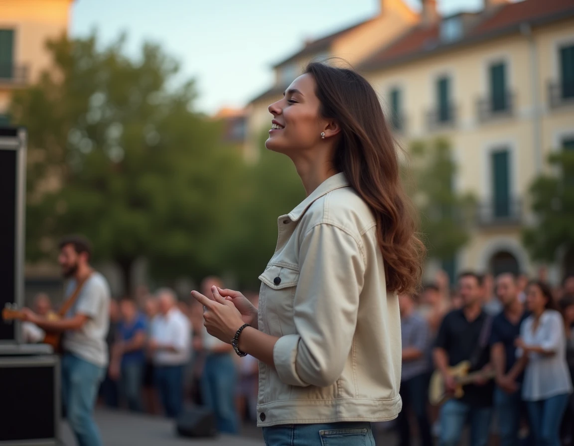 Jeune femme chantant lors d'un événement musical gratuit en plein air à Lyon en 2026