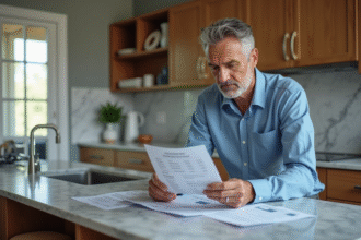 Hommes vérifiant un devis de rénovation dans une cuisine moderne