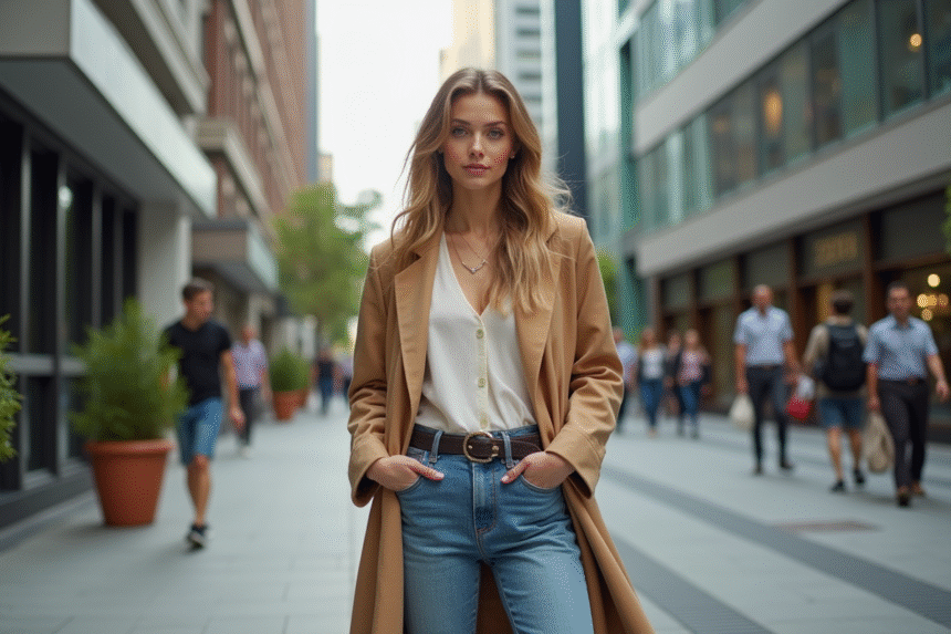 Jeune femme élégante dans la rue urbaine moderne