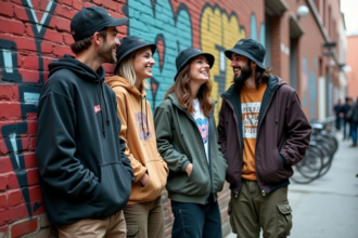 Groupe de jeunes urbains devant un mur graffiti