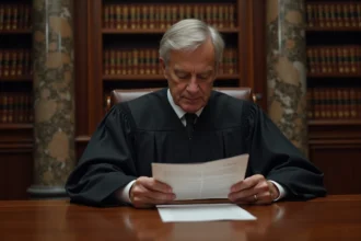 Juge en robe noire dans une cour de justice