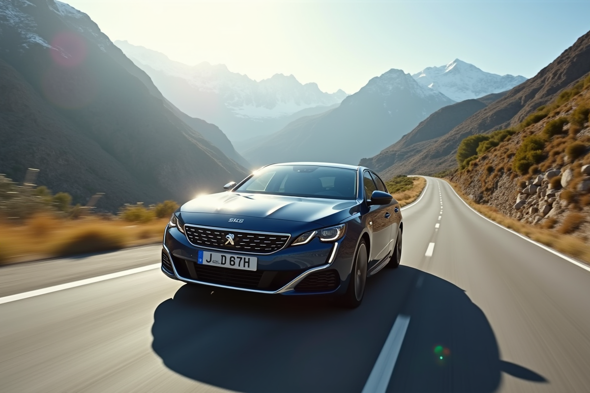Peugeot 508 PSE roulant rapidement sur une route de montagne