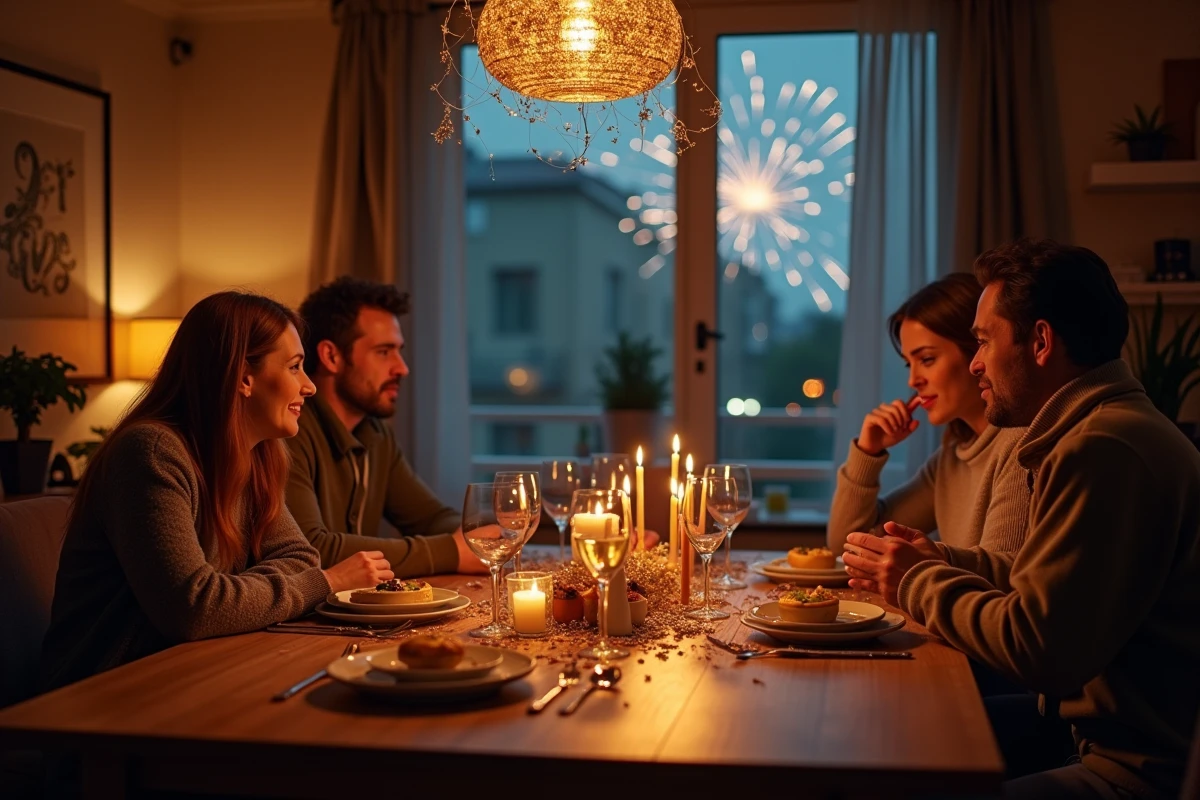 Soirée du Nouvel An en appartement à Lyon avec vue sur le feu d'artifice depuis la fenêtre